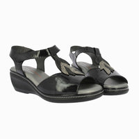 Sandalia cuña velcro 32182 Negro