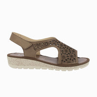 Sandalia cuña velcro 35334 Marron