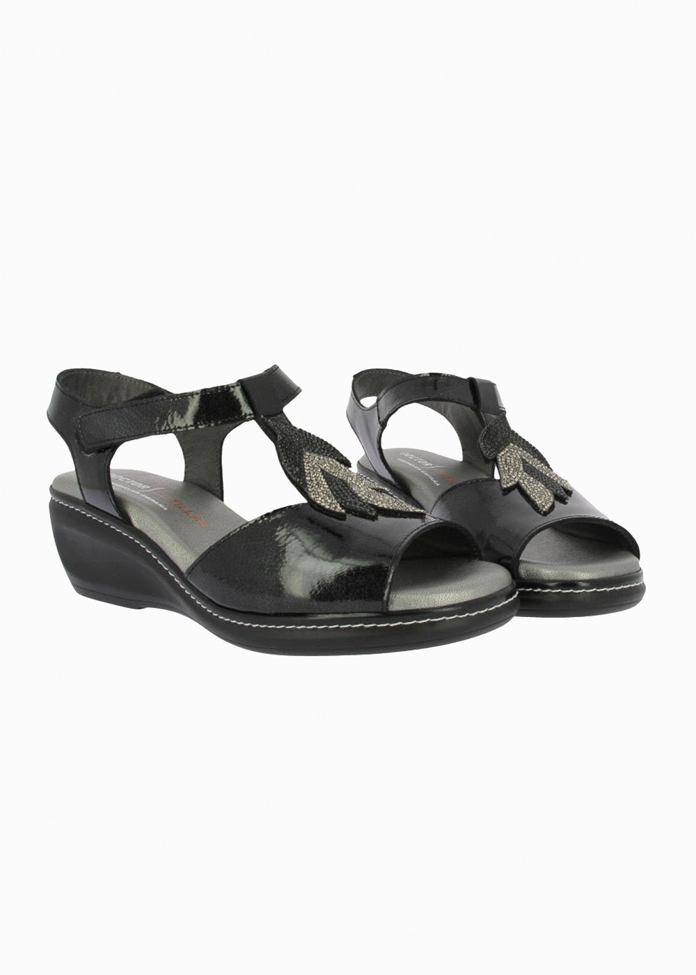 Sandalia cuña velcro 32182 Negro