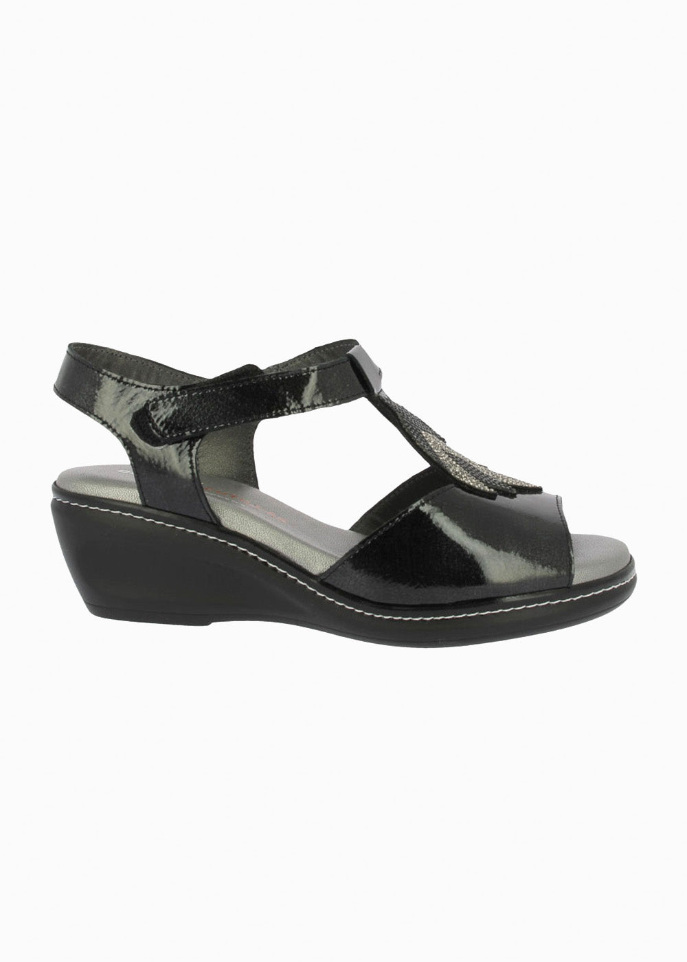 Sandalia cuña velcro 32182 Negro