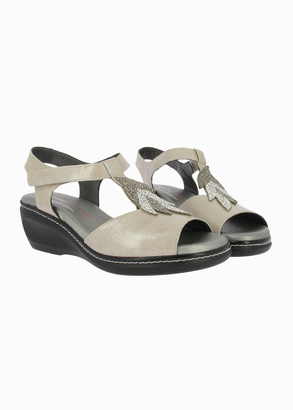 Sandalia cuña velcro 32182 Taupe