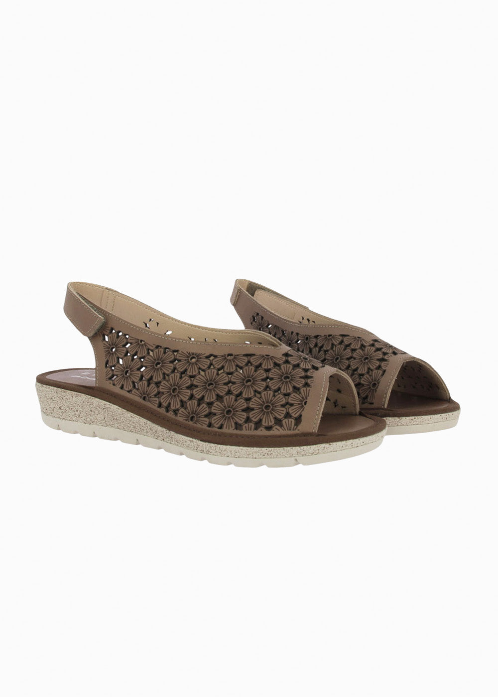 Sandalia cuña picada 35414 Marron
