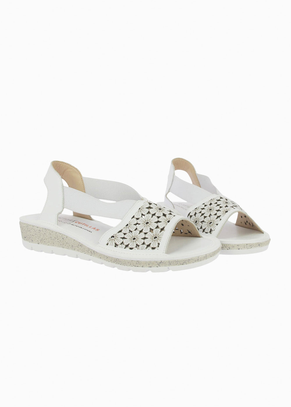 Sandalia cuña elásticos 35415 Blanco