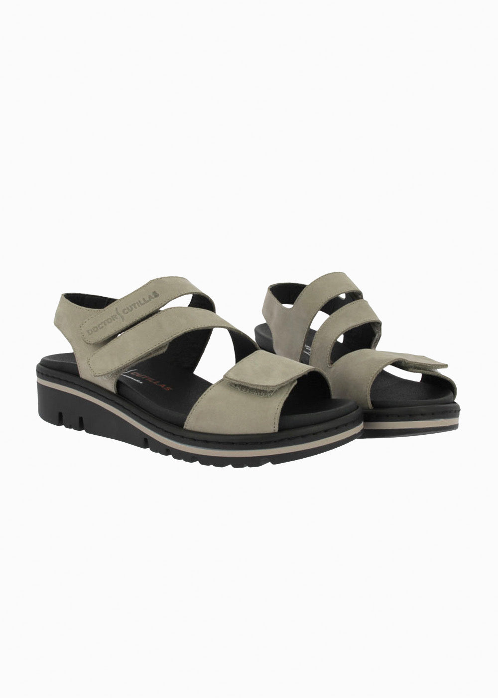 Sandalia cuña velcros 36151 Taupe