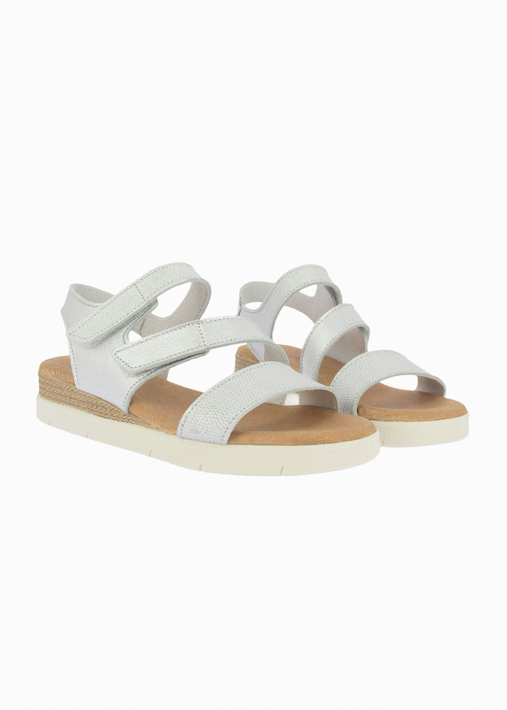 Sandalia cuña velcros 37856 Plata