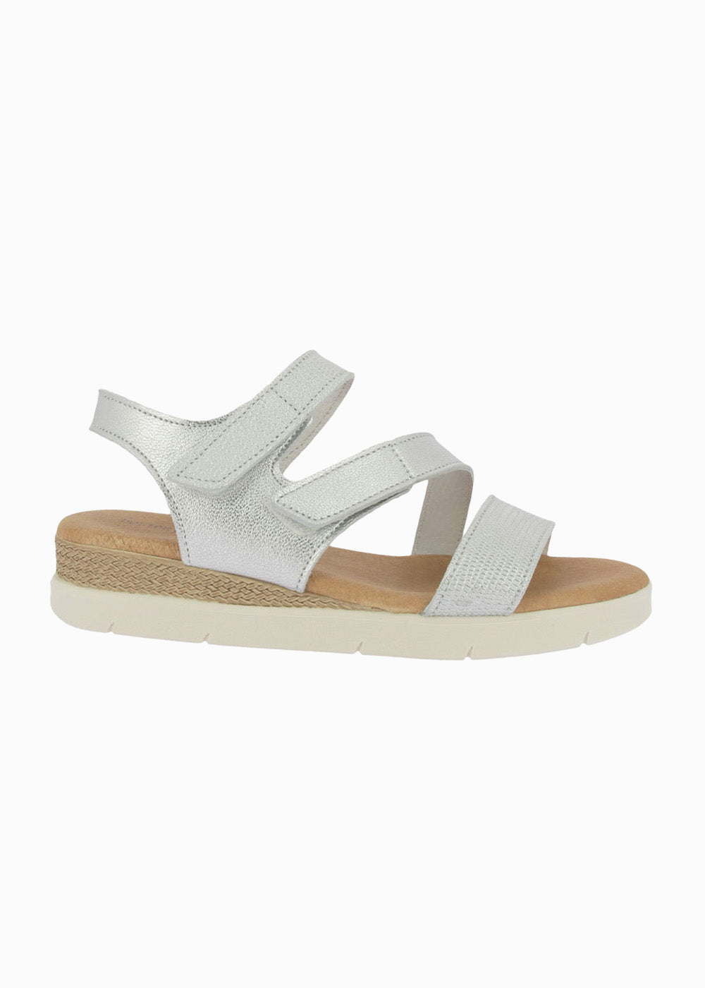 Sandalia cuña velcros 37856 Plata